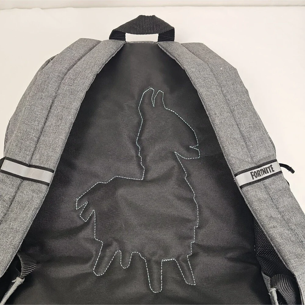 Fortnite Kids Backpack Gray Black Llama School Book Bag Epic Games 2024